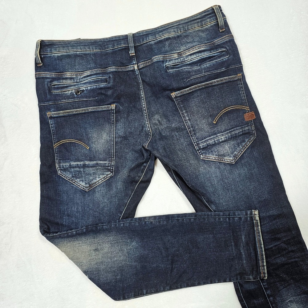 G-Star Raw D-Staq 3D Slim Jeans Mens 36x30 Dark Wash Tapered Streetwear Moto